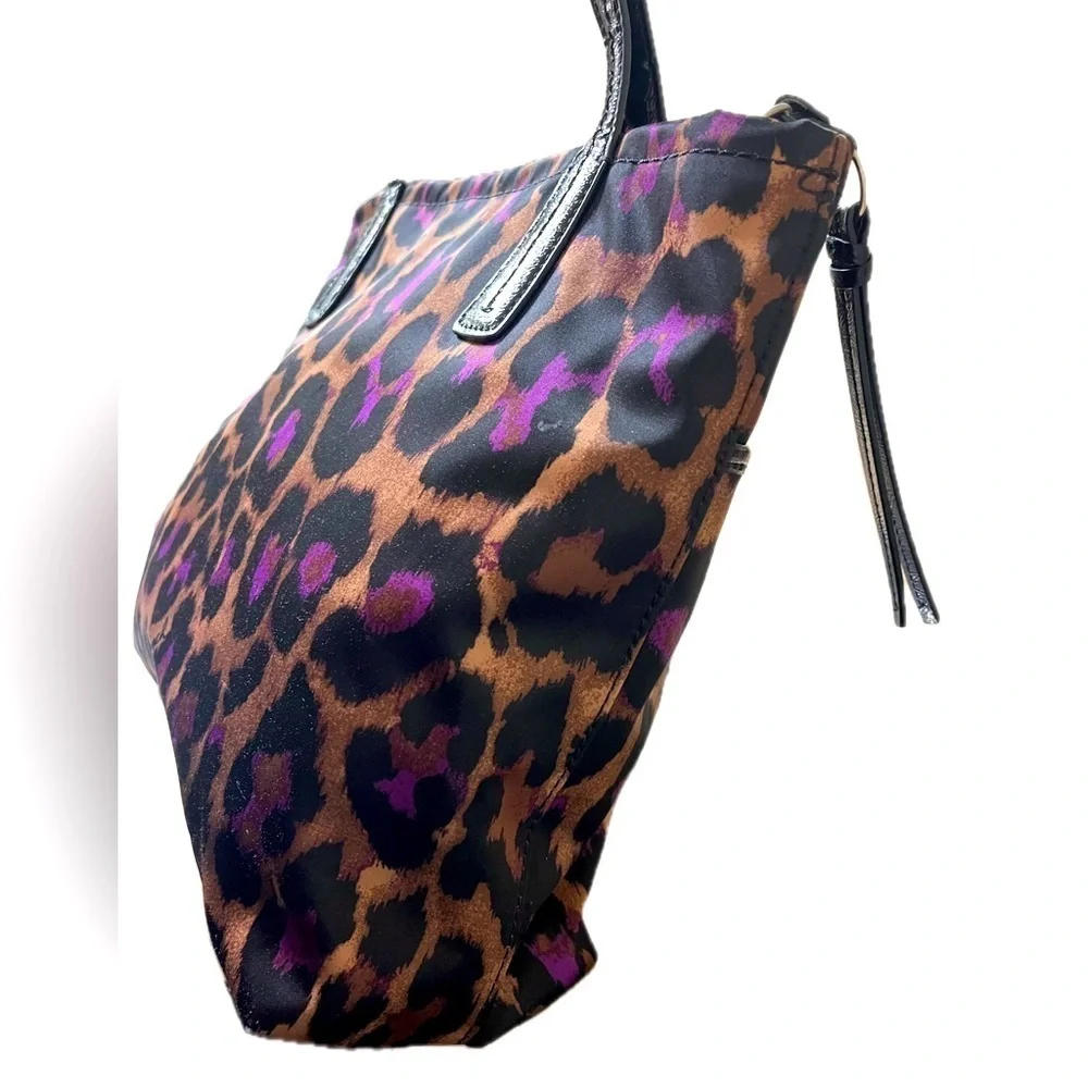 Coach Leopard Print Tote Bag - Black and Purple